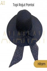 Topi rajut pantai pita - Hitam