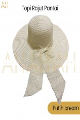 Topi rajut pantai pita - Putih Cream